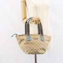 GUCCI GG Canvas Hand Bag Beige Silver 131228 Auth 160569-23