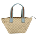 GUCCI GG Canvas Hand Bag Beige Silver 131228 Auth 160569-3
