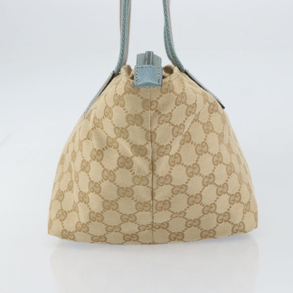 GUCCI GG Canvas Hand Bag Beige Silver 131228 Auth 160569
