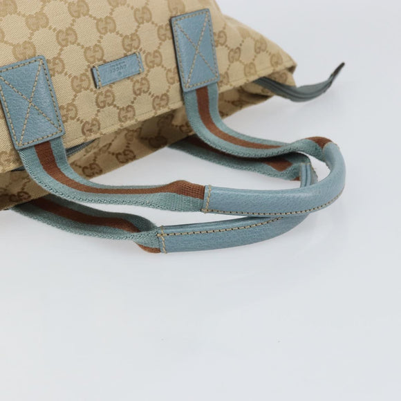 GUCCI GG Canvas Hand Bag Beige Silver 131228 Auth 160569