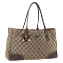 GUCCI GG Canvas Web Sherry Line Tote Bag Beige Red 163805 Auth 160574-1