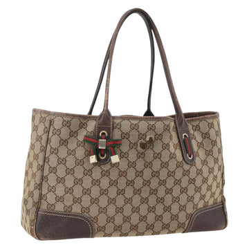 GUCCI GG Canvas Web Sherry Line Tote Bag Beige Red 163805 Auth 160574