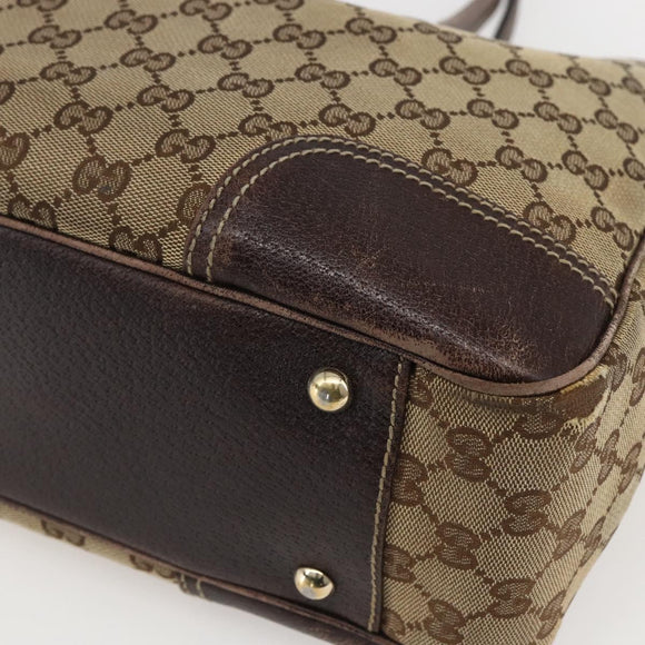 GUCCI GG Canvas Web Sherry Line Tote Bag Beige Red 163805 Auth 160574