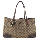 GUCCI GG Canvas Web Sherry Line Tote Bag Beige Red 163805 Auth 160574-13
