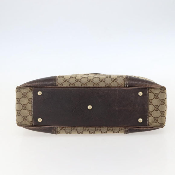 GUCCI GG Canvas Web Sherry Line Tote Bag Beige Red 163805 Auth 160574