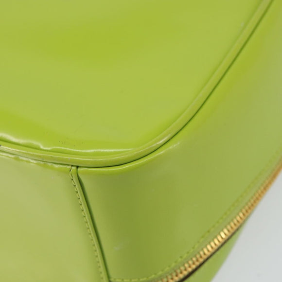GUCCI Bamboo Hand Bag Enamel 2way Green Gold 000 2040 0323 Auth 160576