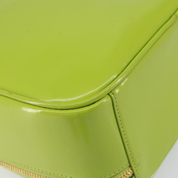 GUCCI Bamboo Hand Bag Enamel 2way Green Gold 000 2040 0323 Auth 160576