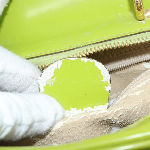 GUCCI Bamboo Hand Bag Enamel 2way Green Gold 000 2040 0323 Auth 160576