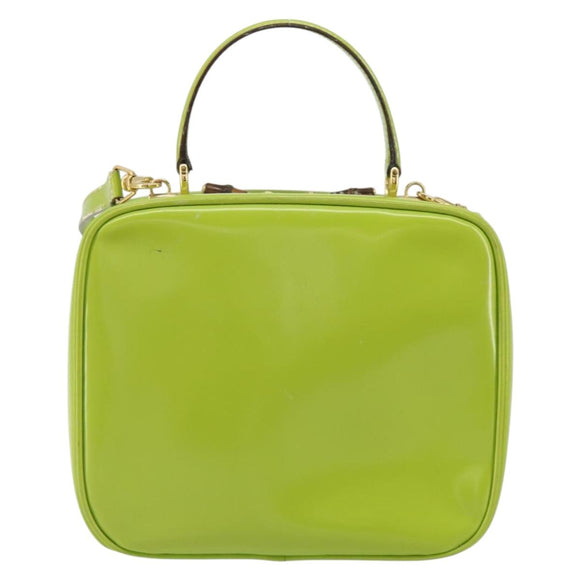 GUCCI Bamboo Hand Bag Enamel 2way Green Gold 000 2040 0323 Auth 160576