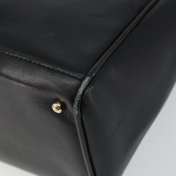GUCCI Bamboo Hand Bag Leather 2way Black Gold 000 2122 0316 Auth 160580