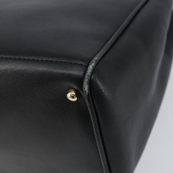 GUCCI Bamboo Hand Bag Leather 2way Black Gold 000 2122 0316 Auth 160580