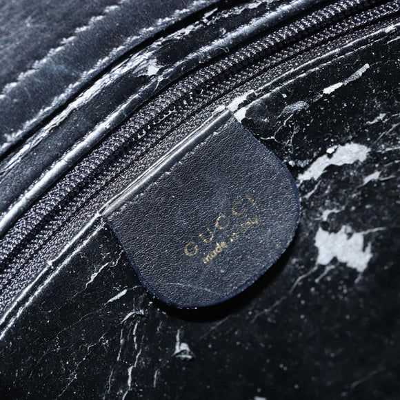 GUCCI Bamboo Hand Bag Leather 2way Black Gold 000 2122 0316 Auth 160580