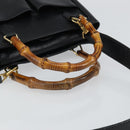 GUCCI Bamboo Hand Bag Leather 2way Black Gold 000 2122 0316 Auth 160580-7