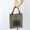 GUCCI GG Supreme Web Sherry Line Tote Bag PVC Beige Red Auth 160581-21