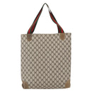 GUCCI GG Supreme Web Sherry Line Tote Bag PVC Beige Red Auth 160581-3
