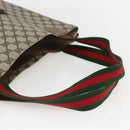 GUCCI GG Supreme Web Sherry Line Tote Bag PVC Beige Red Auth 160581-7