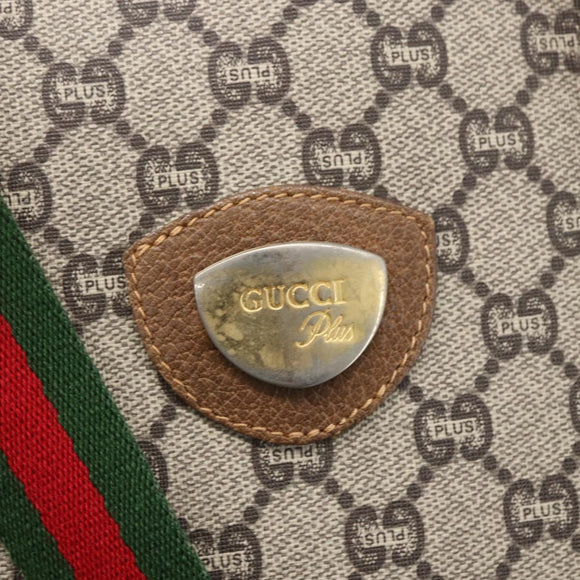 GUCCI GG Plus Supreme Web Sherry Line Tote Bag PVC Beige Gold Auth 160582