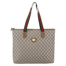 GUCCI GG Plus Supreme Web Sherry Line Tote Bag PVC Beige Gold Auth 160582-2