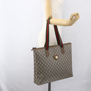 GUCCI GG Plus Supreme Web Sherry Line Tote Bag PVC Beige Gold Auth 160582-21
