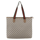 GUCCI GG Plus Supreme Web Sherry Line Tote Bag PVC Beige Gold Auth 160582-3