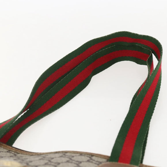 GUCCI GG Plus Supreme Web Sherry Line Tote Bag PVC Beige Gold Auth 160582