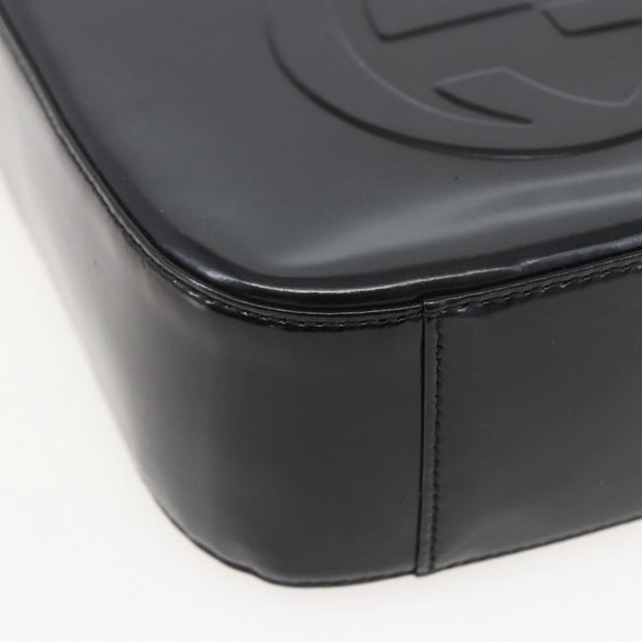 GUCCI Hand Bag Enamel Black Silver 007 0249 Auth 160583