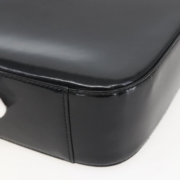 GUCCI Hand Bag Enamel Black Silver 007 0249 Auth 160583