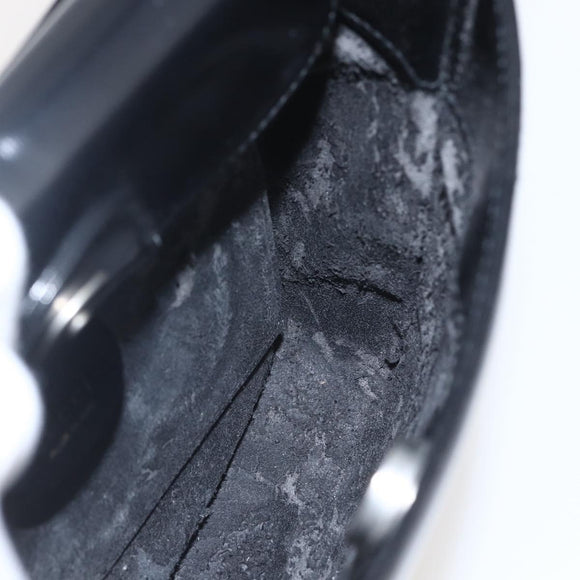 GUCCI Hand Bag Enamel Black Silver 007 0249 Auth 160583