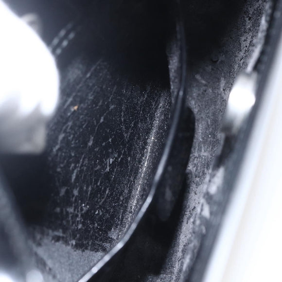 GUCCI Hand Bag Enamel Black Silver 007 0249 Auth 160583