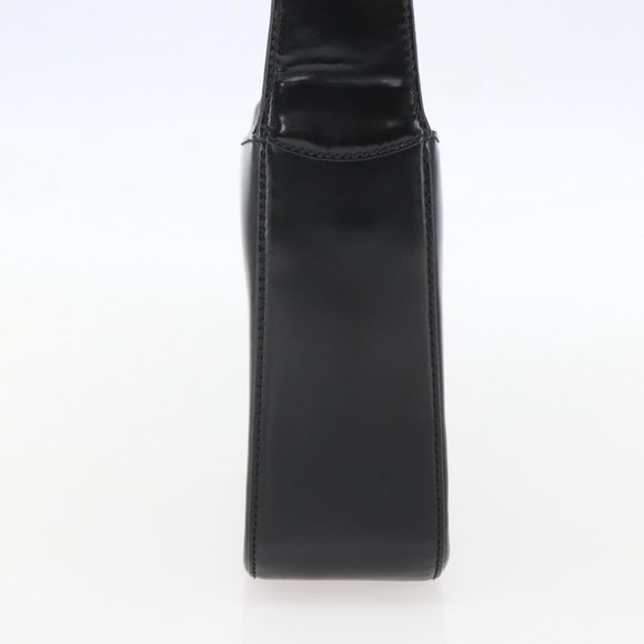 GUCCI Hand Bag Enamel Black Silver 007 0249 Auth 160583