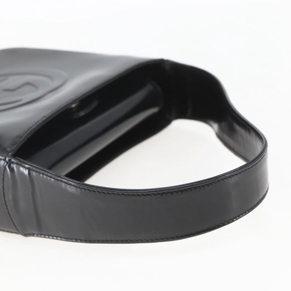 GUCCI Hand Bag Enamel Black Silver 007 0249 Auth 160583