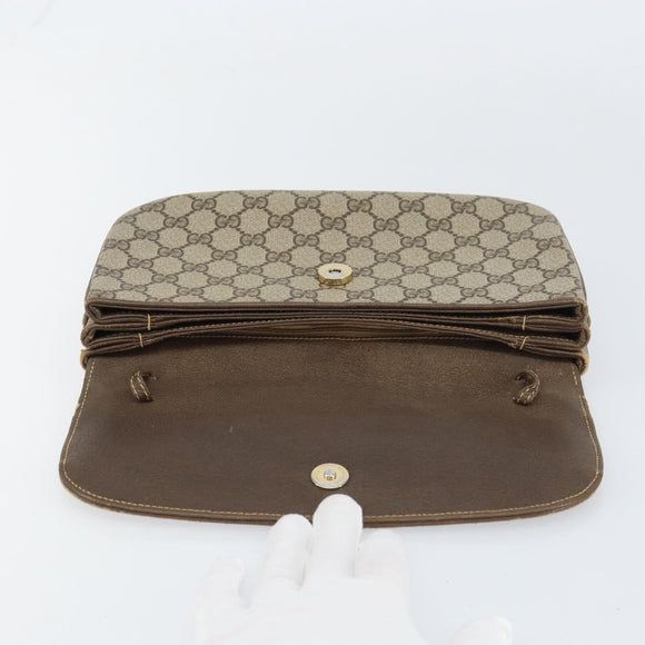 GUCCI GG Supreme Clutch Bag PVC Beige Gold 004 106 0024 Auth 160587