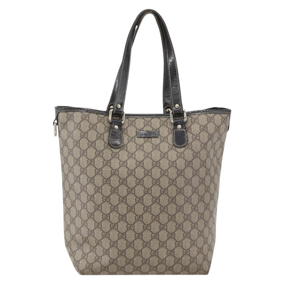 GUCCI GG Supreme Tote Bag PVC Beige Gold 189896 Auth 160589