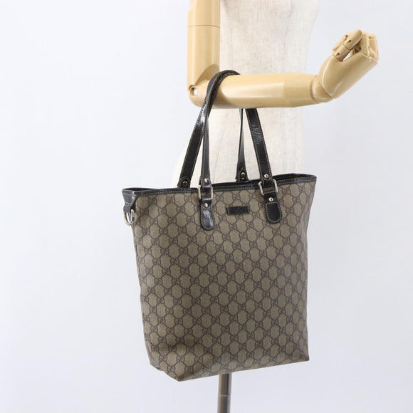 GUCCI GG Supreme Tote Bag PVC Beige Gold 189896 Auth 160589