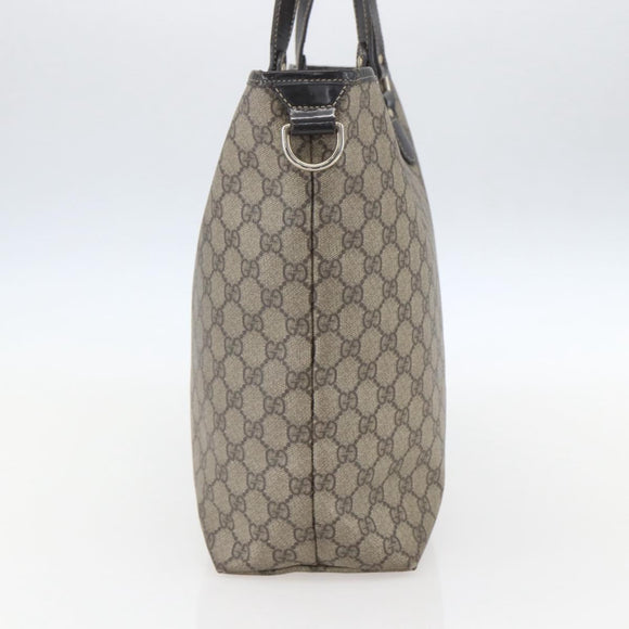 GUCCI GG Supreme Tote Bag PVC Beige Gold 189896 Auth 160589