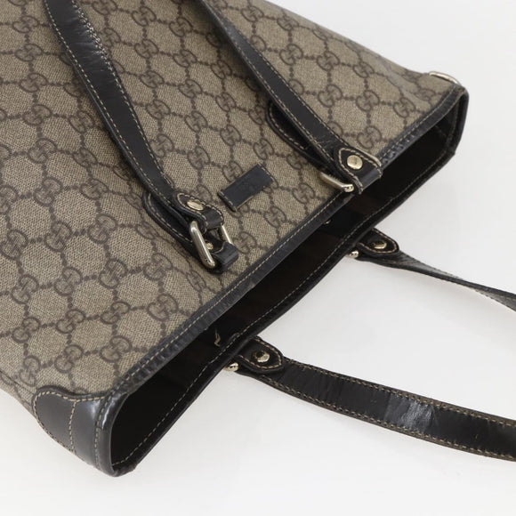 GUCCI GG Supreme Tote Bag PVC Beige Gold 189896 Auth 160589