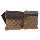 GUCCI GG Canvas Waist bag Beige Silver 28566 Auth 160590-1