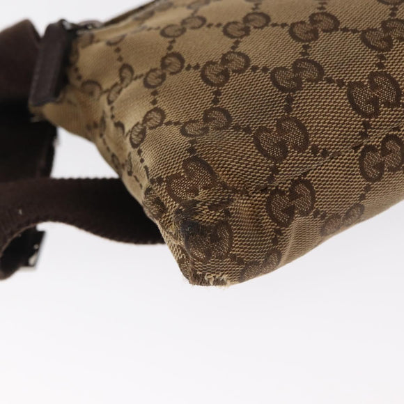 GUCCI GG Canvas Waist bag Beige Silver 28566 Auth 160590