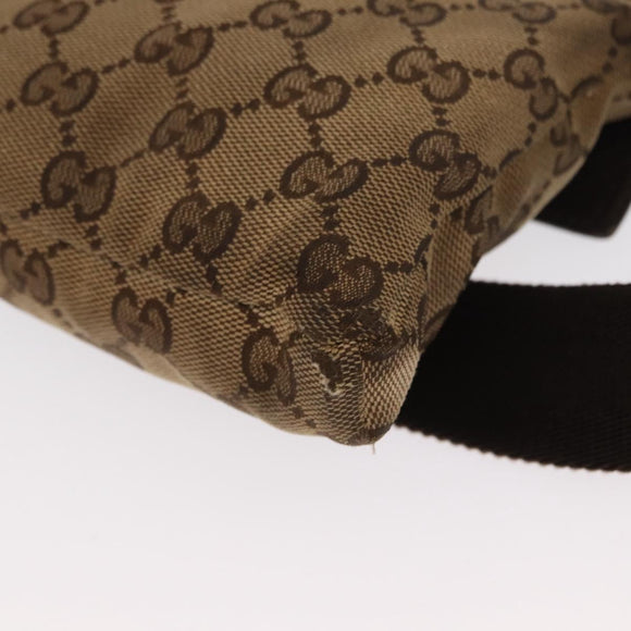 GUCCI GG Canvas Waist bag Beige Silver 28566 Auth 160590