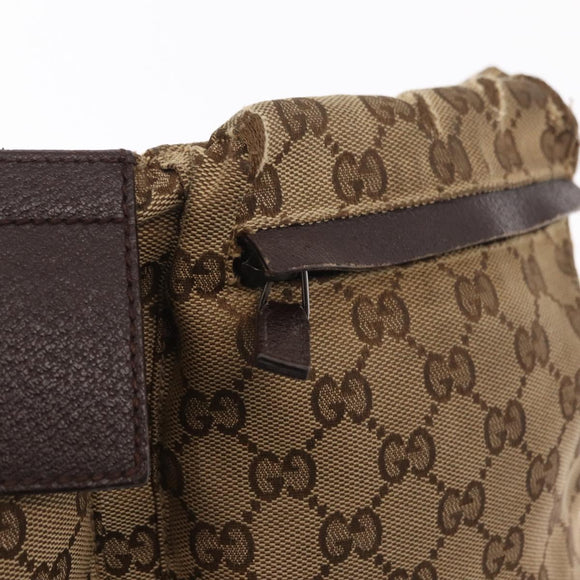 GUCCI GG Canvas Waist bag Beige Silver 28566 Auth 160590