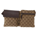 GUCCI GG Canvas Waist bag Beige Silver 28566 Auth 160590-2