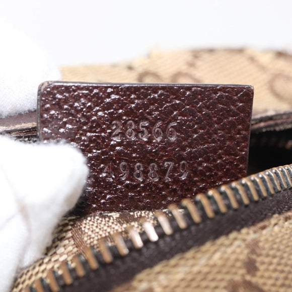 GUCCI GG Canvas Waist bag Beige Silver 28566 Auth 160590