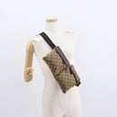 GUCCI GG Canvas Waist bag Beige Silver 28566 Auth 160590-23