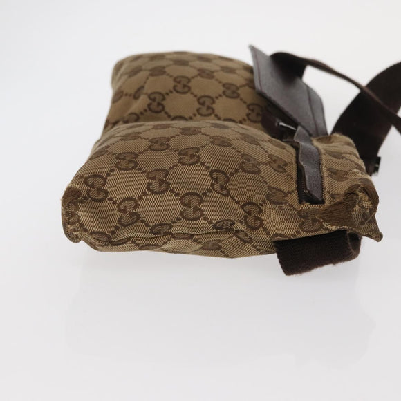 GUCCI GG Canvas Waist bag Beige Silver 28566 Auth 160590