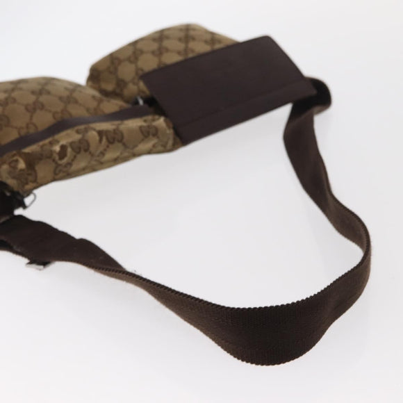 GUCCI GG Canvas Waist bag Beige Silver 28566 Auth 160590