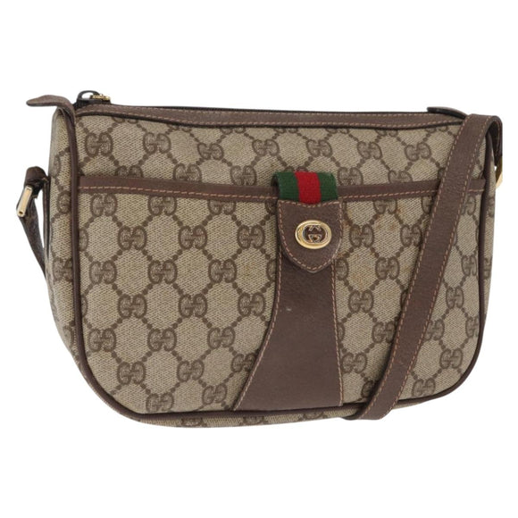 GUCCI GG Supreme Web Sherry Line Bag PVC Beige Gold 001 904 2032 Auth 160592