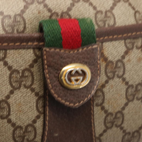 GUCCI GG Supreme Web Sherry Line Bag PVC Beige Gold 001 904 2032 Auth 160592