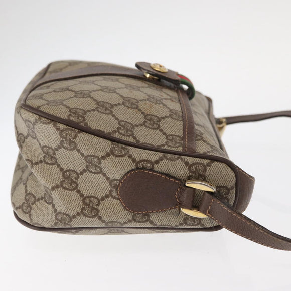 GUCCI GG Supreme Web Sherry Line Bag PVC Beige Gold 001 904 2032 Auth 160592