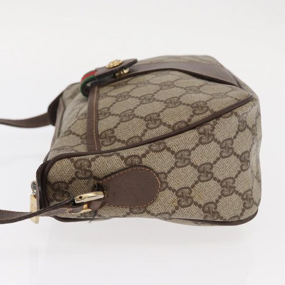 GUCCI GG Supreme Web Sherry Line Bag PVC Beige Gold 001 904 2032 Auth 160592