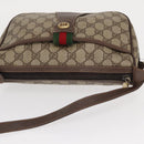 GUCCI GG Supreme Web Sherry Line Bag PVC Beige Gold 001 904 2032 Auth 160592-6